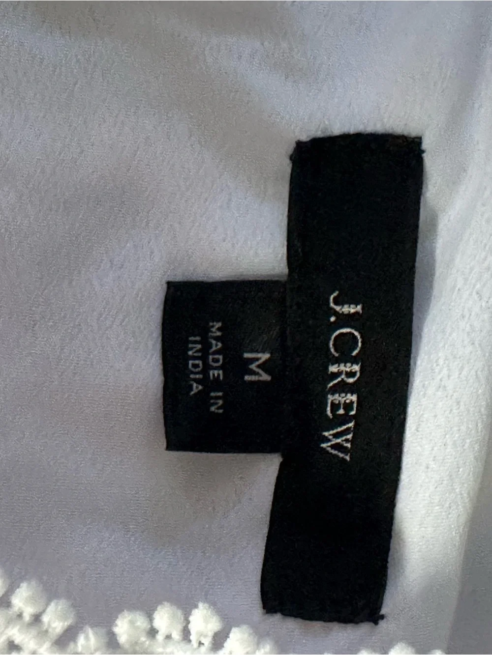 J. Crew White Top with Crochet Trim